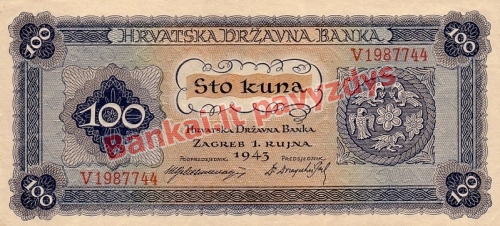 100 Kunų banknoto priekinė pusė