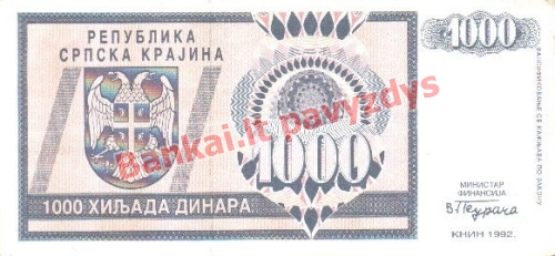 1000 Dinara banknoto priekinė pusė