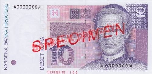 10 Kunų banknoto priekinė pusė