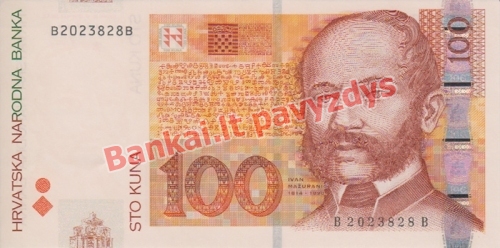 100 Kunų banknoto priekinė pusė
