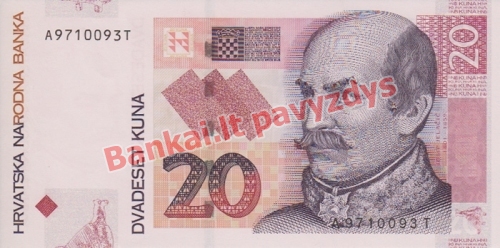 20 Kunų banknoto priekinė pusė