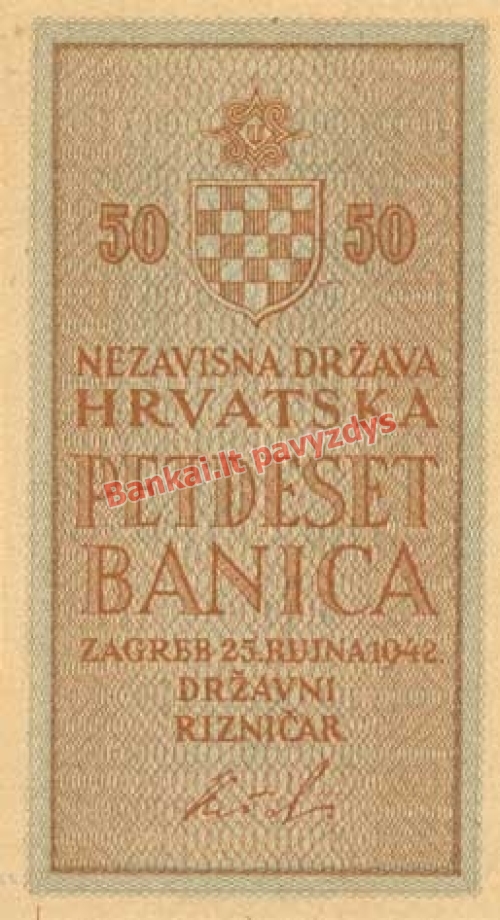 50 Banikų banknoto priekinė pusė