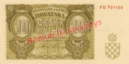 10 Kunų banknoto priekinė pusė