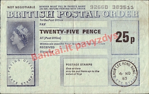 25 Pencų banknoto priekinė pusė
