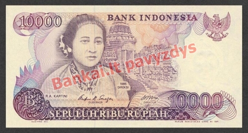 10000 Rupijų banknoto priekinė pusė