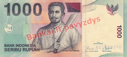 1000 Rupijų banknoto priekinė pusė
