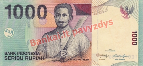 1000 Rupijų banknoto priekinė pusė