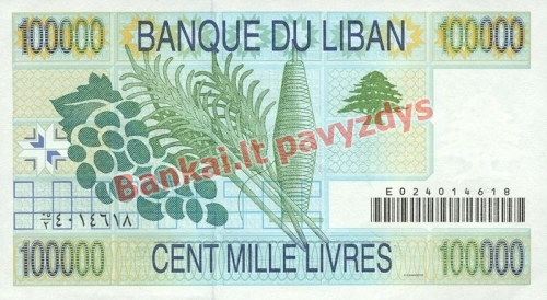 100000 Livrų banknoto galinė pusė