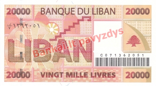 20000 Livrų banknoto galinė pusė