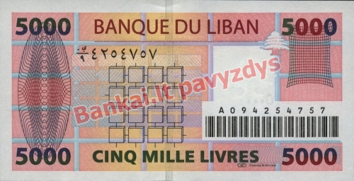 5000 Livrų banknoto galinė pusė
