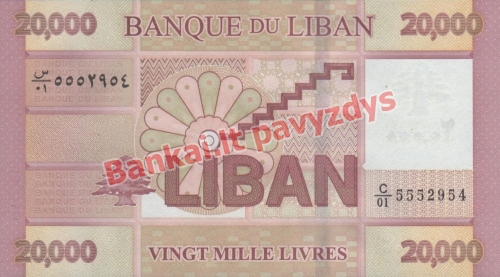 20000 Livrų banknoto galinė pusė