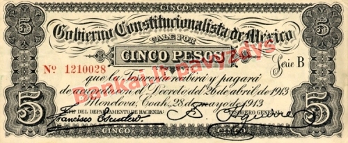 5 Pesos  banknoto priekinė pusė