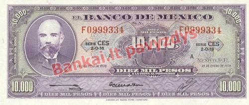 10000 Peso banknoto priekinė pusė