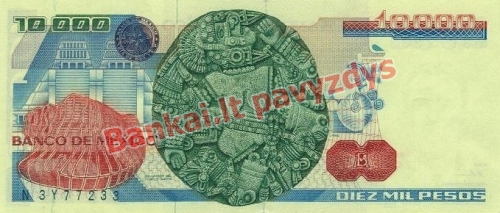 10000 Peso banknoto galinė pusė