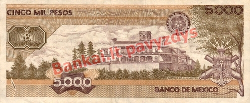 5000 Pesų banknoto galinė pusė