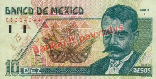 10 Pesų banknoto priekinė pusė