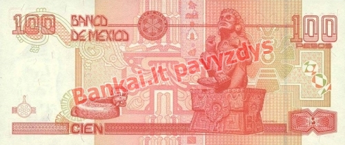 100 Pesos  banknoto galinė pusė
