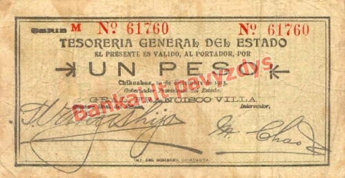 1 Peso banknoto priekinė pusė