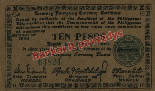10 Pesų banknoto priekinė pusė