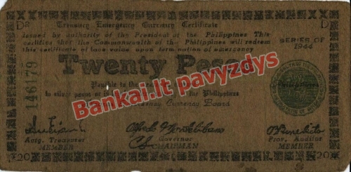 20 Pesų banknoto priekinė pusė