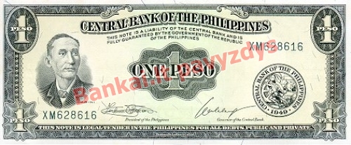 1 Peso banknoto priekinė pusė