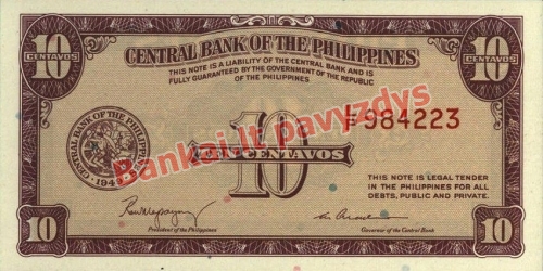 10 Centavų banknoto priekinė pusė