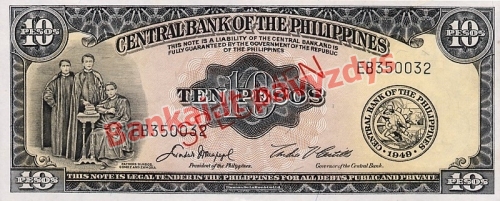 10 Pesų banknoto priekinė pusė