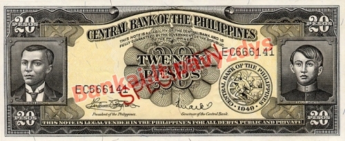 20 Pesų banknoto priekinė pusė