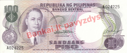 100 Pisų banknoto priekinė pusė