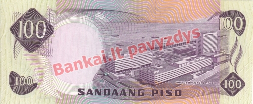 100 Pisų banknoto galinė pusė