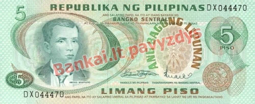 5 Pisų banknoto priekinė pusė