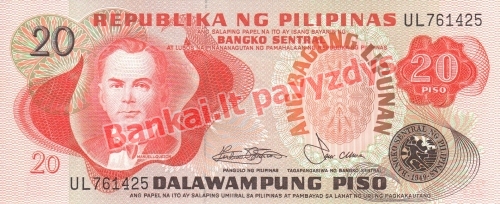 20 Pisų banknoto priekinė pusė