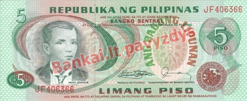 5 Pisų banknoto priekinė pusė