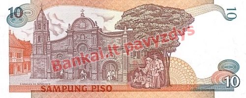 10 Pisų banknoto galinė pusė