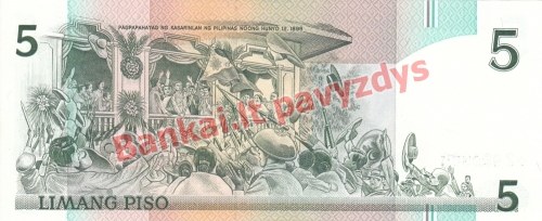 5 Pisų banknoto galinė pusė