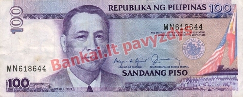100 Pisų banknoto priekinė pusė