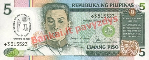 5 Pisų banknoto priekinė pusė