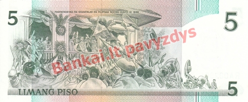 5 Pisų banknoto galinė pusė