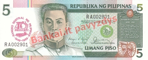 5 Pisų banknoto priekinė pusė