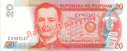 20 Pisų banknoto priekinė pusė