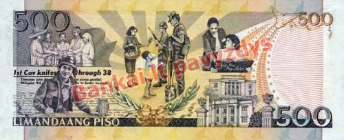 500 Pisų banknoto galinė pusė