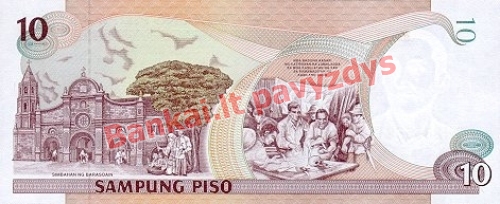 10 Pisų banknoto galinė pusė