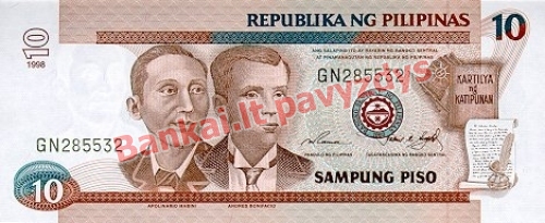10 Pisų banknoto priekinė pusė