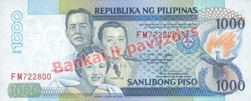 1000 Pisų banknoto priekinė pusė