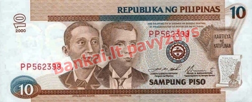 10 Pisų banknoto priekinė pusė