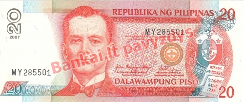 20 Pisų banknoto priekinė pusė