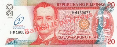 20 Pisų banknoto priekinė pusė