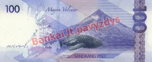 100 Pisų banknoto galinė pusė