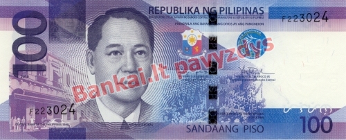 100 Pisų banknoto priekinė pusė