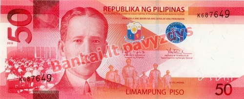 50 Pisų banknoto priekinė pusė
